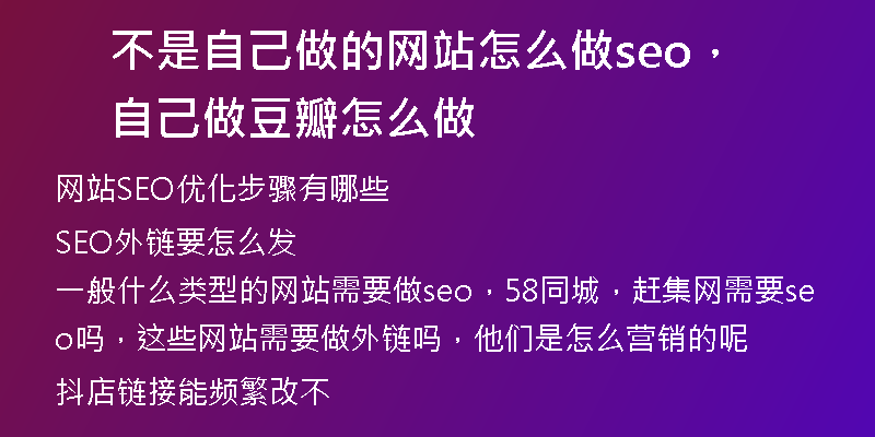 不是自己做的网站怎么做seo，自己做豆瓣怎么做