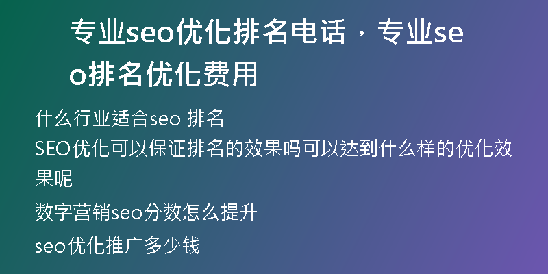 专业seo优化排名电话，专业seo排名优化费用