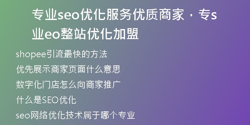 专业seo优化服务优质商家，专业seo整站优化加盟
