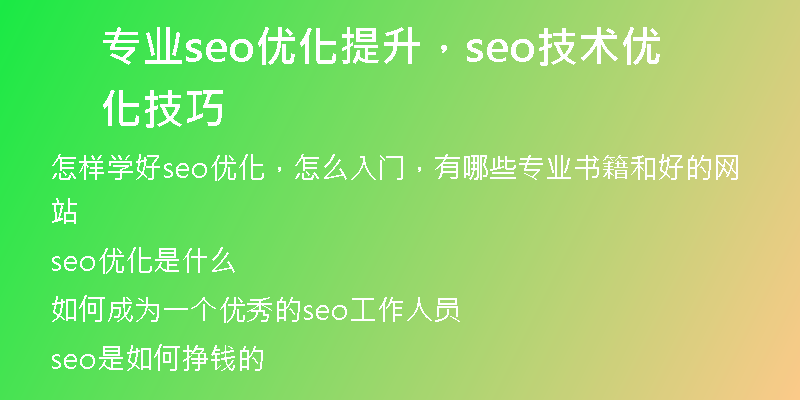 专业seo优化提升，seo技术优化技巧