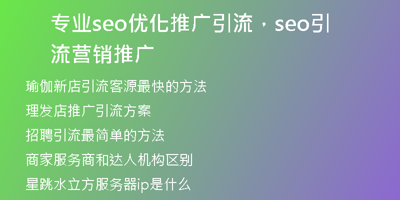 专业seo优化推广引流，seo引流营销推广