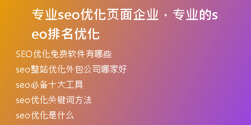 专业seo优化页面企业，专业的seo排名优化