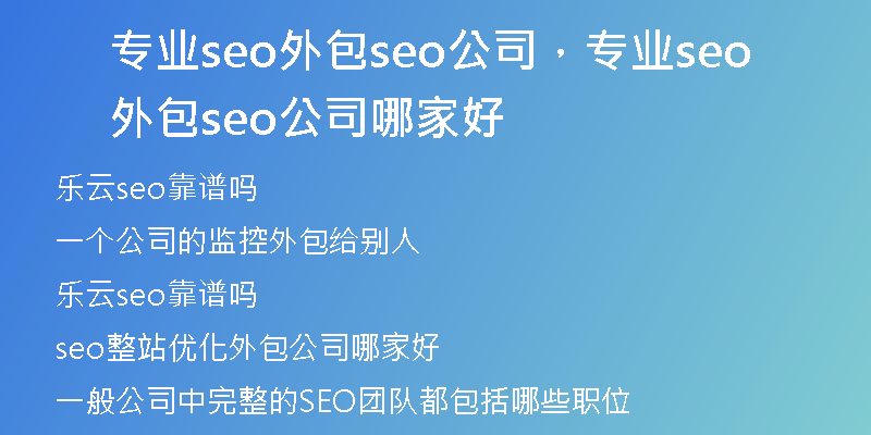 专业seo外包seo公司，专业seo外包seo公司哪家好
