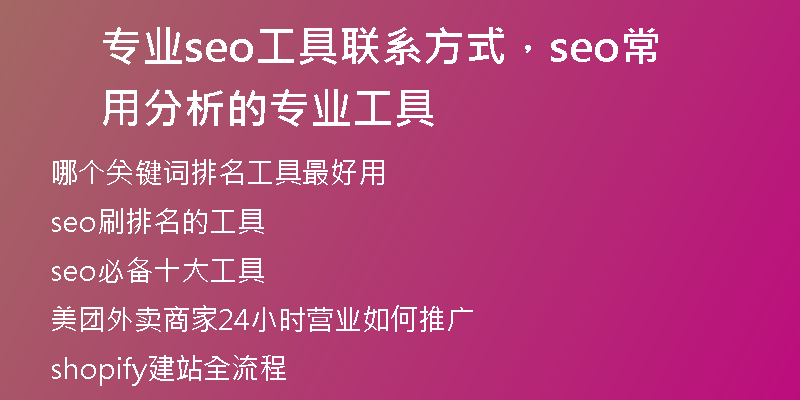 专业seo工具联系方式，seo常用分析的专业工具