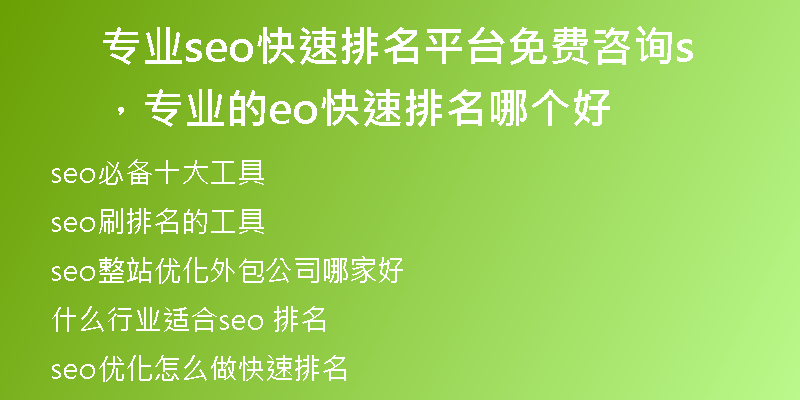 专业seo快速排名平台免费咨询，专业的seo快速排名哪个好