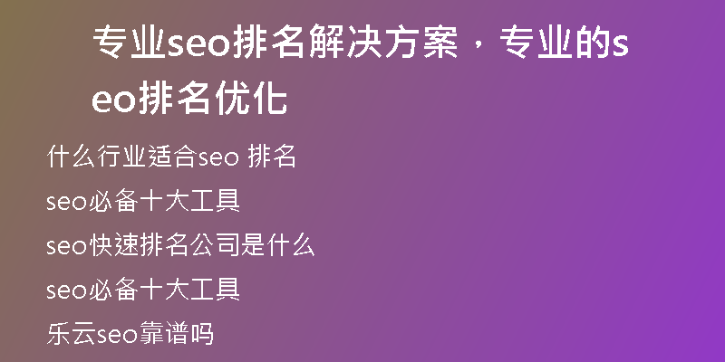专业seo排名解决方案，专业的seo排名优化