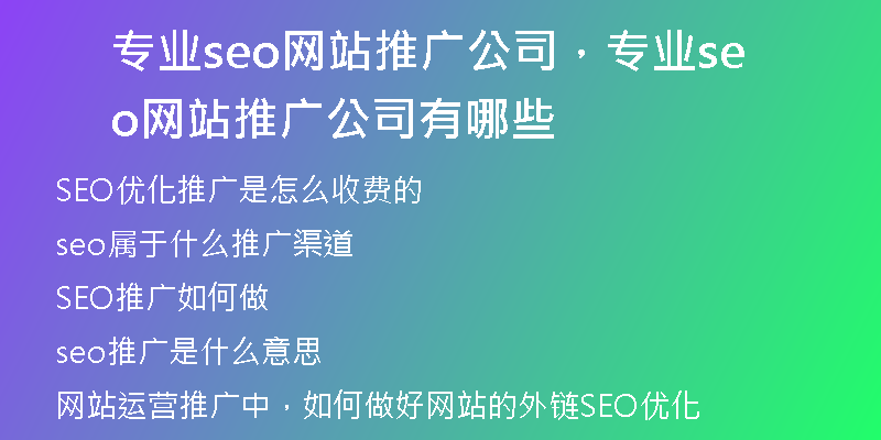 专业seo网站推广公司，专业seo网站推广公司有哪些