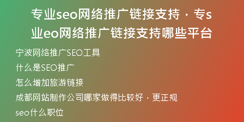 专业seo网络推广链接支持，专业seo网络推广链接支持哪些平台
