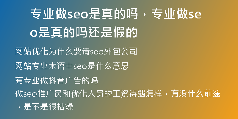 专业做seo是真的吗，专业做seo是真的吗还是假的