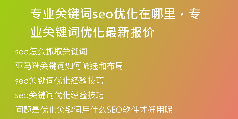 专业关键词seo优化在哪里,专业关键词优化最新报价