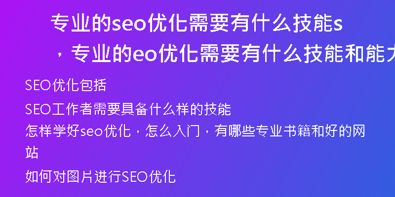 专业的seo优化需要有什么技能，专业的seo优化需要有什么技能和能力