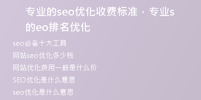 专业的seo优化收费标准，专业的seo排名优化