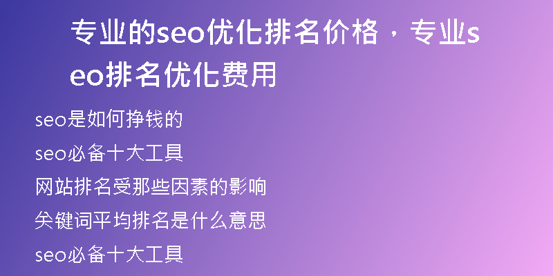 专业的seo优化排名价格，专业seo排名优化费用