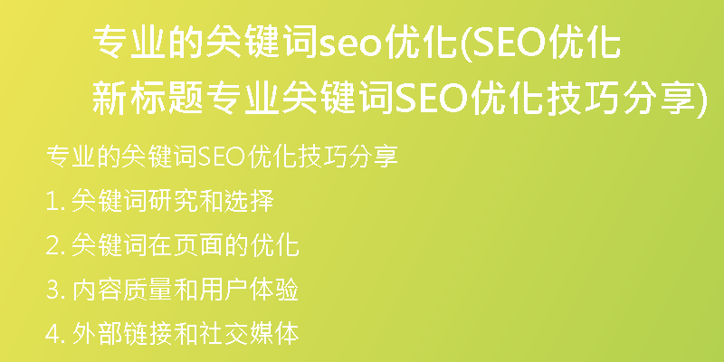 专业的关键词seo优化(SEO优化新标题 专业关键词SEO优化技巧分享)