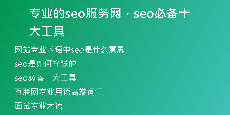 专业的seo服务网，seo必备十大工具
