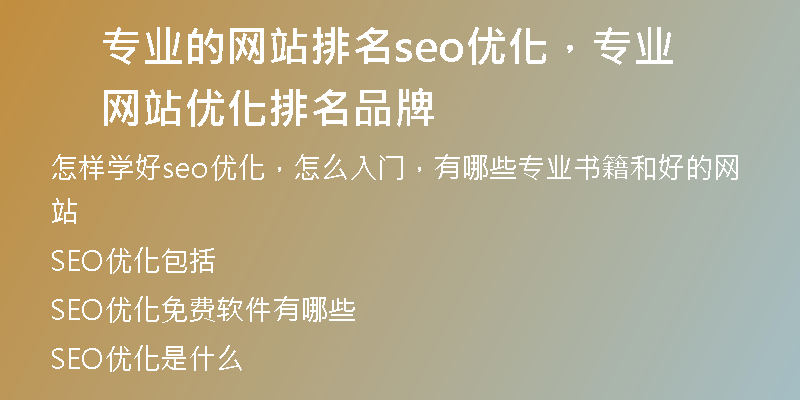 专业的网站排名seo优化,专业网站优化排名品牌