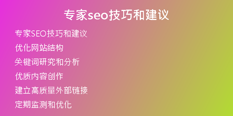 专家seo技巧和建议