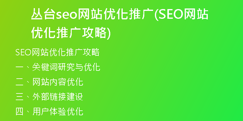 丛台seo网站优化推广(SEO网站优化推广攻略)