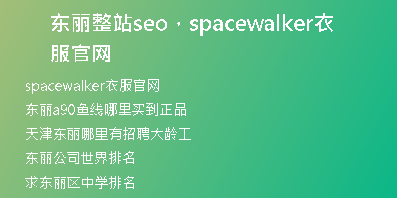 东丽整站seo，spacewalker衣服官网
