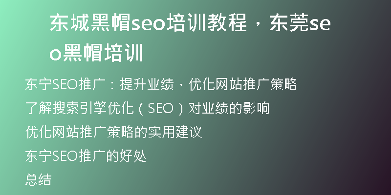东城黑帽seo培训教程，东莞seo黑帽培训