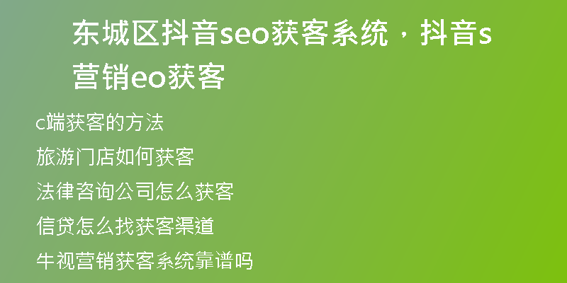东城区抖音seo获客系统，抖音营销seo获客