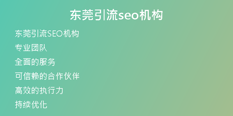 东莞引流seo机构