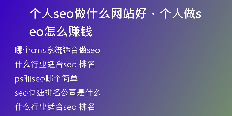 个人seo做什么网站好，个人做seo怎么赚钱