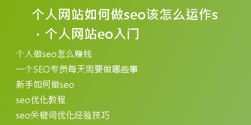 个人网站如何做seo该怎么运作，个人网站seo入门
