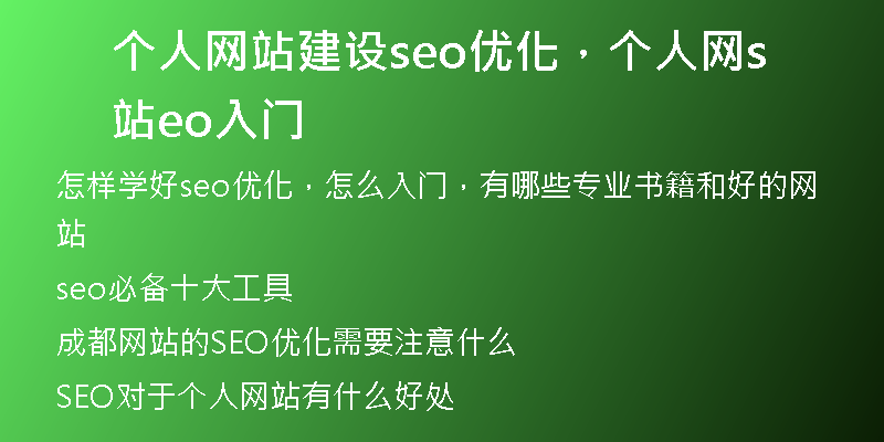 个人网站建设seo优化，个人网站seo入门