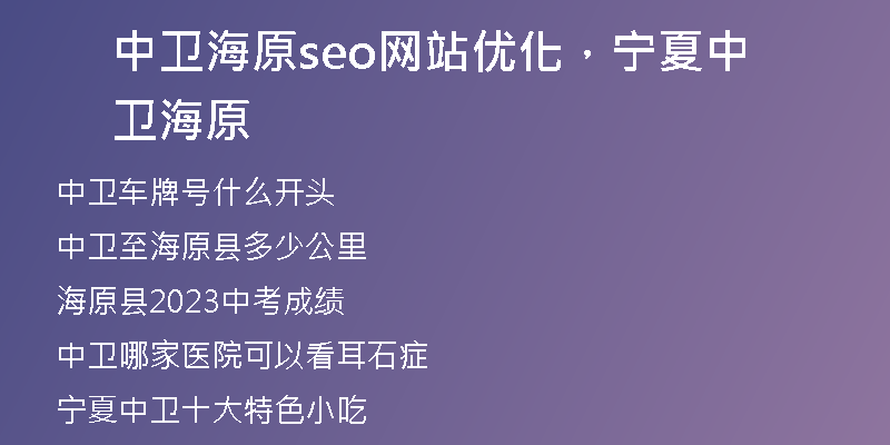 中卫海原seo网站优化，宁夏中卫海原