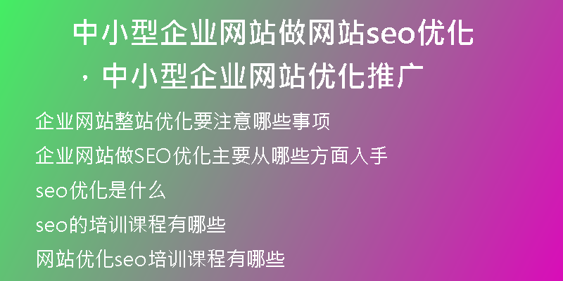 中小型企业网站做网站seo优化，中小型企业网站优化推广