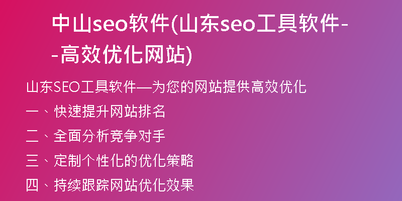 中山seo软件(山东seo工具软件--高效优化网站)