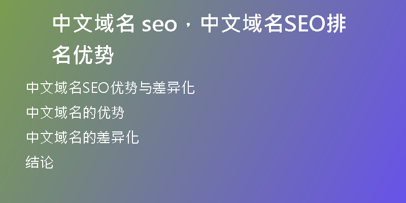 中文域名 seo，中文域名SEO排名优势