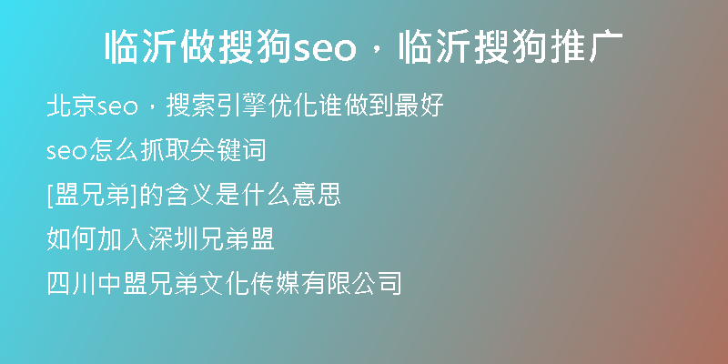临沂做搜狗seo，临沂搜狗推广