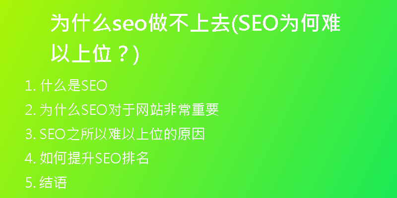 为什么seo做不上去(SEO为何难以上位?)