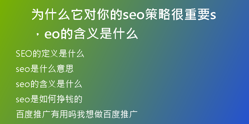 为什么它对你的seo策略很重要，seo的含义是什么