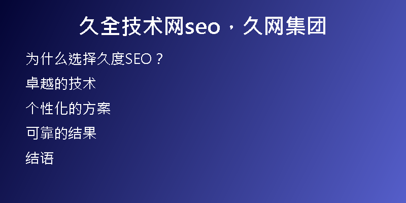 久全技术网seo，久网集团