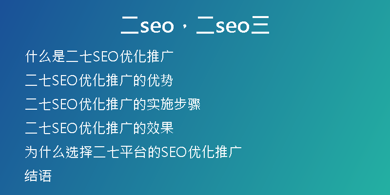 二seo，二seo三