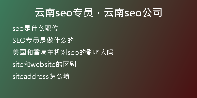 云南seo专员，云南seo公司