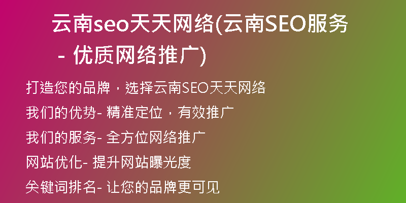 云南seo天天网络(云南SEO服务－优质网络推广)