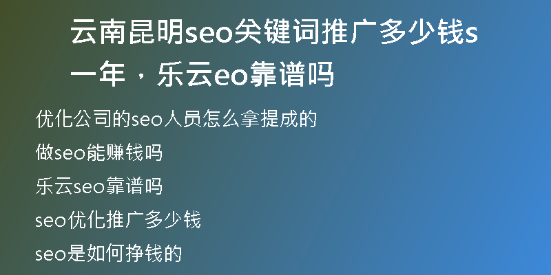 云南昆明seo关键词推广多少钱一年，乐云seo靠谱吗