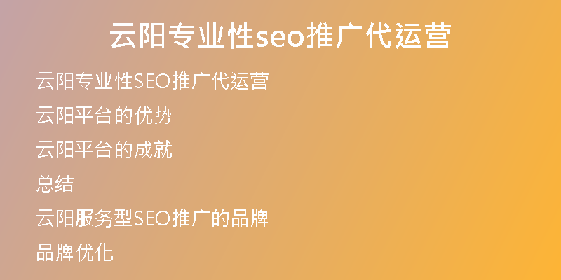云阳专业性seo推广代运营