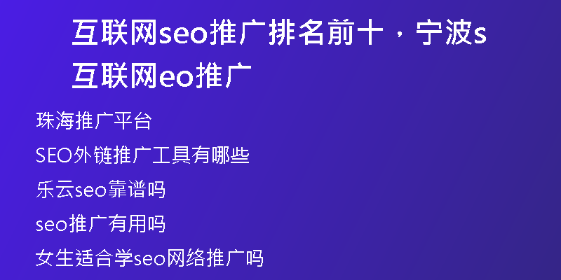 互联网seo推广排名前十，宁波互联网seo推广