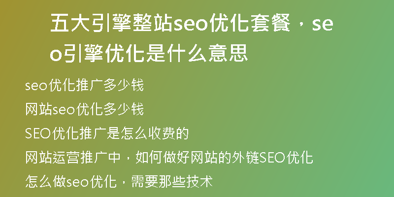五大引擎整站seo优化套餐，seo引擎优化是什么意思