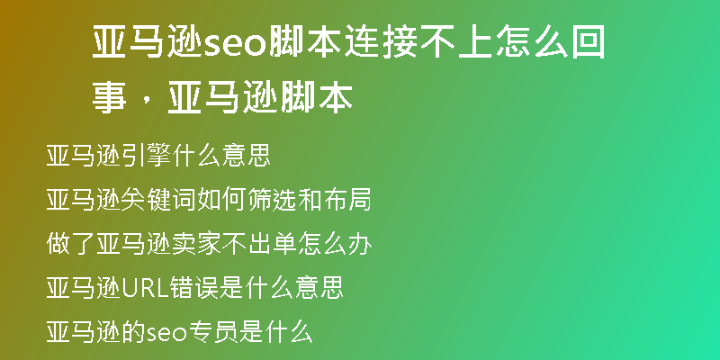 亚马逊seo脚本连接不上怎么回事，亚马逊 脚本