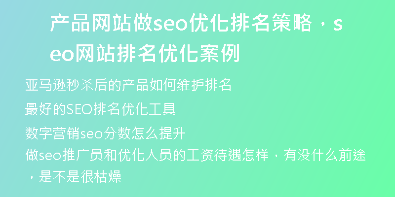 产品网站做seo优化排名策略，seo网站排名优化案例
