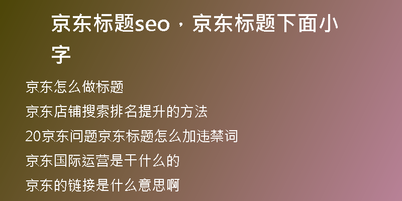 京东标题seo，京东标题下面小字