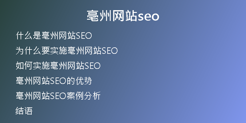 亳州网站seo