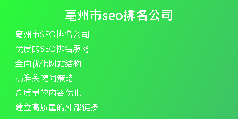 亳州市seo排名公司