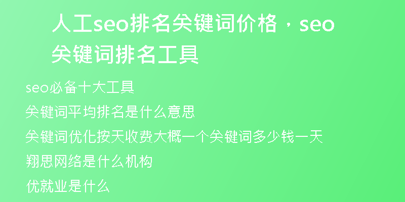 人工seo排名关键词价格，seo关键词排名工具
